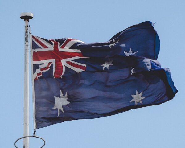 旗杆上的澳大利亚国旗